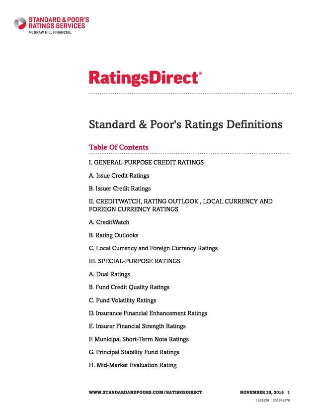Advisorselect Standard & Poor's Ratings Definitions
